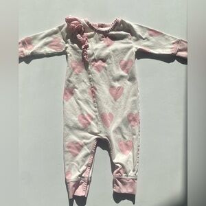 Monica & Andy Pink Heart Kids One Piece Jumper Ruffle Detailing 6-9months